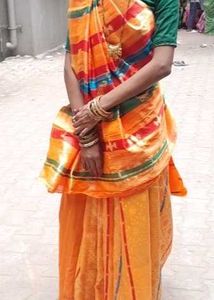 Orange & Multicolor Saree