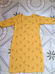 Yellow Printed Kurti Tunic