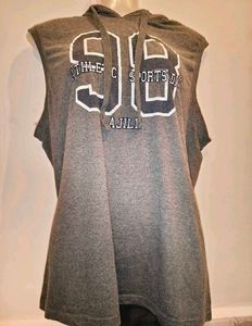 Gray Sleeveless Hoodie T-Shirt