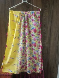 Women Yellow &amp; Pink Floral Printed Scarf