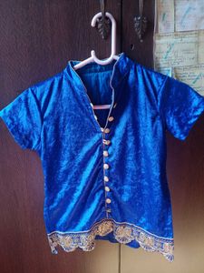 Gorgeous Blue Pure Velvet Desi Top