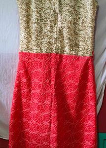 Gold &amp; Red Lace Dress