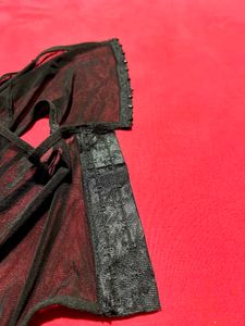 Black Mesh &amp; Lace Garter Belt – Size L