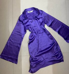 Satin Dress With Flared Slee