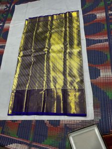 Blue & Gold Pure Kanchipuram Silk Saree