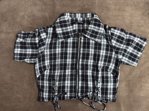 Black Plaid Crop Top
