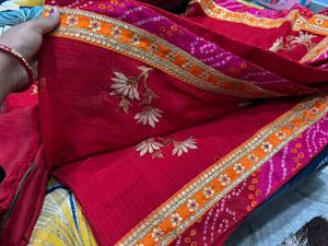 Elegant  Embroidered Saree with blouse piece