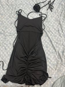 Ruched Ruffle Mini Dress