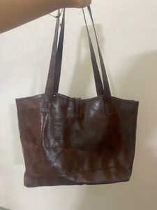 Vintage Brown Leather Tote Bag