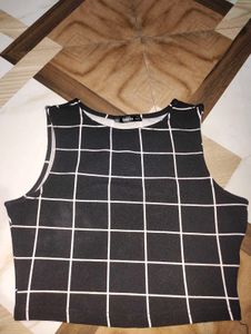 Shein Grid Crop Top Along With Pencil Skirt