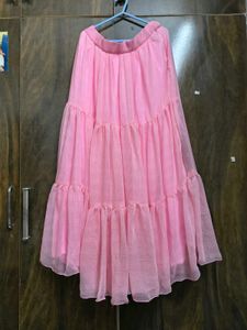 3 Tiered Pink soft chiffon Skirt