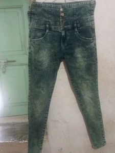 High Waisted Acid Wash Jeans