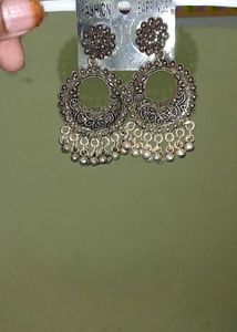 Silver Jhumka Earrings (Oxidised)