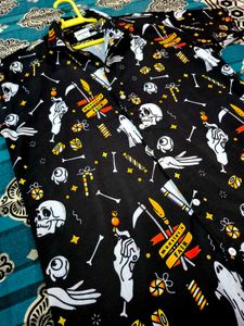 &#34;Midnight Mischief&#34; Halloween-Themed Printed Shirt
