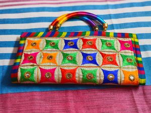 Colorful Embroidered Clutch