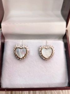 Heart Stud Earrings 925 Silver Sterling