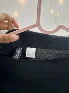 Black Ribbed Knit Midi Dress