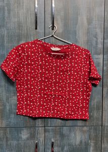 Red Tshirt Crop Top