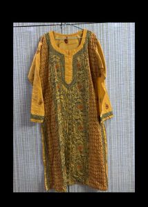 Mustard Chikankari Kurti