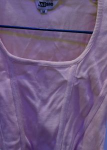 Peach Corset Curve Hem Crop Top