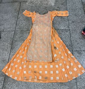 Peach Embroidered Long Kurta