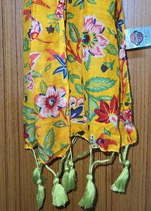 Printed Multicoloured Stole With Tassels