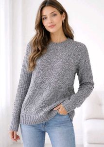 Grey Marled Pullover Sweater