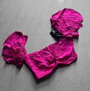 Hot Pink Ruffle Sleeve Top