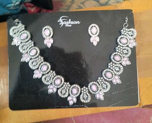 Pink Stone Necklace &amp; Earring Set