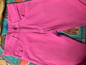 High Waist Straight Pink Denim