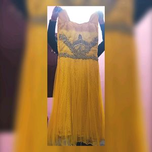 WOMEN&#39;S BEAUTIFUL MAXI DRESH,PARTY,HALDI(MUSTARD)