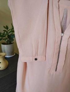 Blush Pink Zipper Blouse