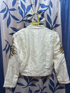 Womens White Colour Embroidery Woolen Cardigan