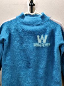 women&#39;s imported blue knitted sweater