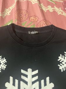Snowflake Print Black Sweatshirt