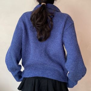 Blue Double Zipper Sweater