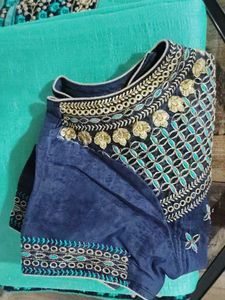 Elegant Blue Embroidered Saree