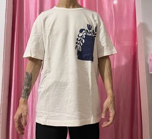 White Graphic Tee with Pocket