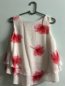 Off White Floral A Line Top