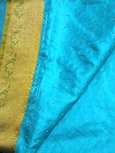 Elegant Blue &amp; Gold Saree