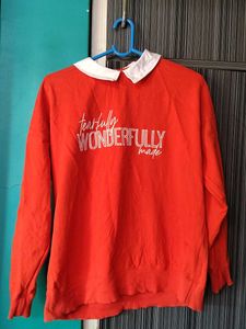 Orange Graphic Print Sweatshirt