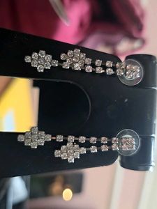 Sparkling Silver Drop Earrings and Bracelet