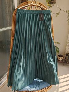 Green Pleated Skirt
