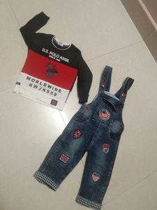 Brand New Denim Dungree Set