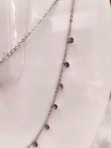 Purple Stone925 Silver Sterling Chain Necklace