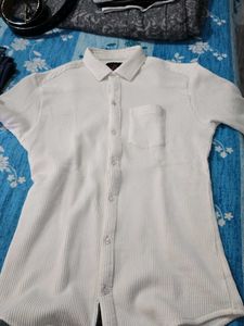 Men's White Corduroy Casual Shirt