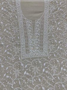 New Moonga Silk Lucknow Chickankari Suit