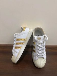 Adidas Superstar White & Gold Sneakers