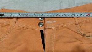 Orange Denim Shorts