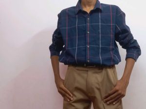 Elegant Navy Blue Checked Shirt – Perfect for Casu